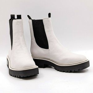 Sam Edelman Women Laguna White Leather Chelsea Waterproof Booties Size 7.5M NEW